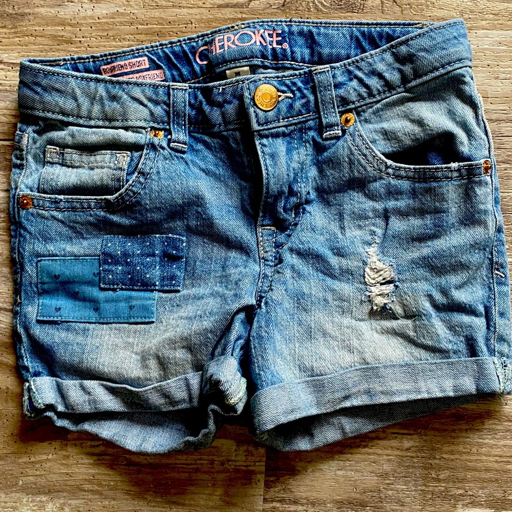Denim jeans with patch work girls size 7/8